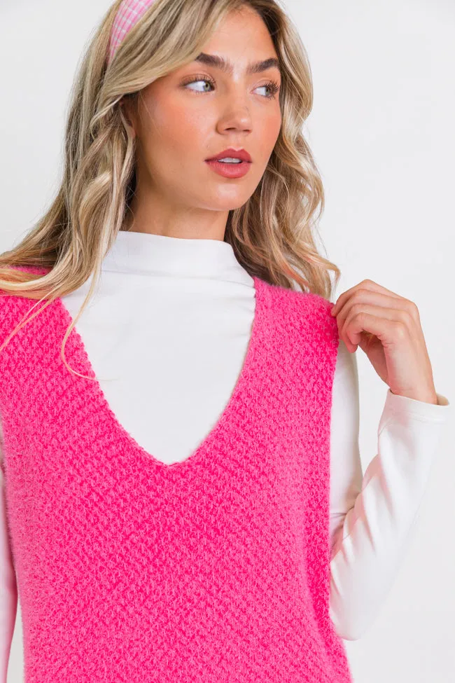 Keep Track Hot Pink Pocket Front Tank Sweater Dress FINAL SALE sold by Pink Lily product image thumbnail 3