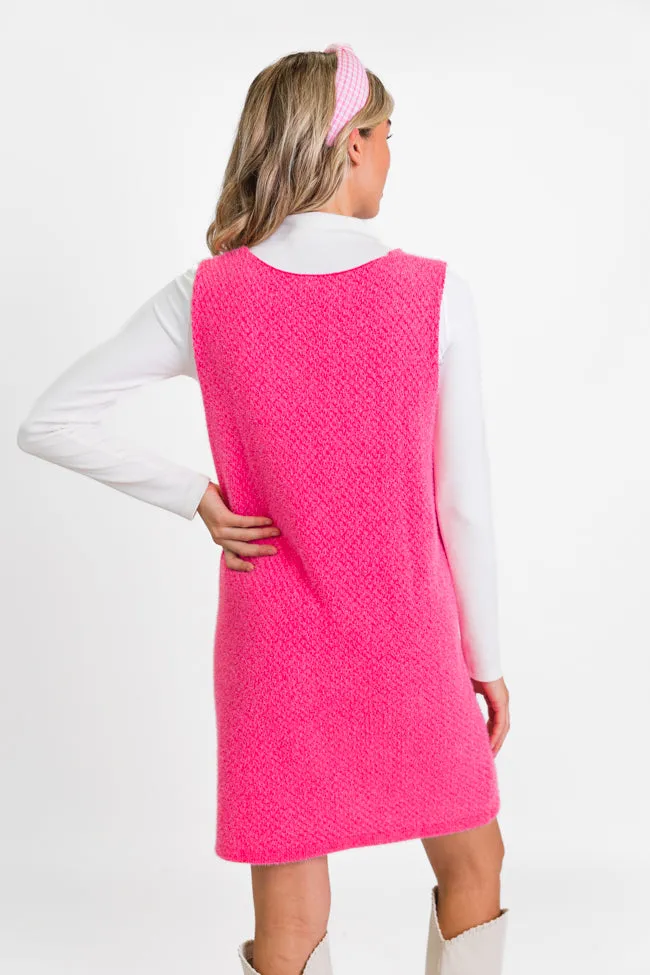 Keep Track Hot Pink Pocket Front Tank Sweater Dress FINAL SALE sold by Pink Lily product image thumbnail 5