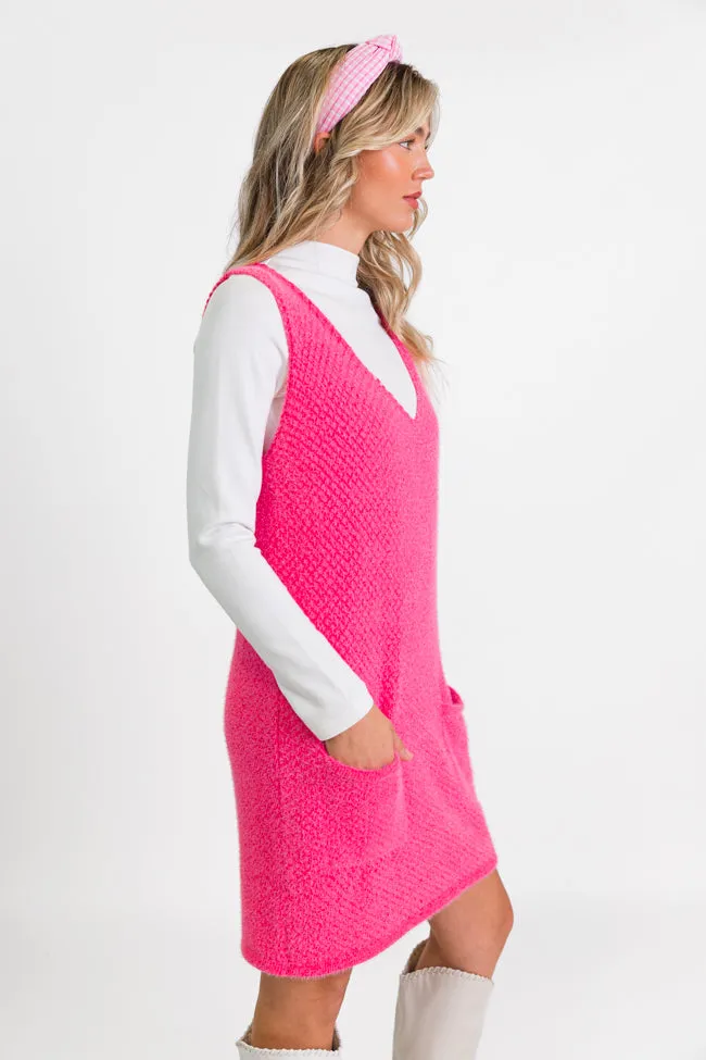Keep Track Hot Pink Pocket Front Tank Sweater Dress FINAL SALE sold by Pink Lily product image thumbnail 4