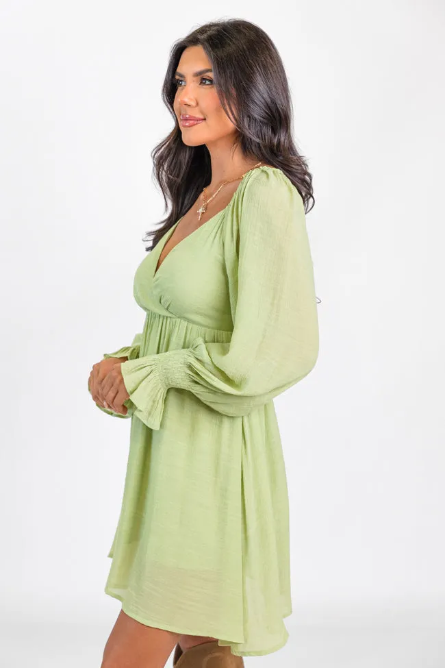 Just You Wait Green Surplice Neckline Mini Dress FINAL SALE sold by Pink Lily product image thumbnail 4