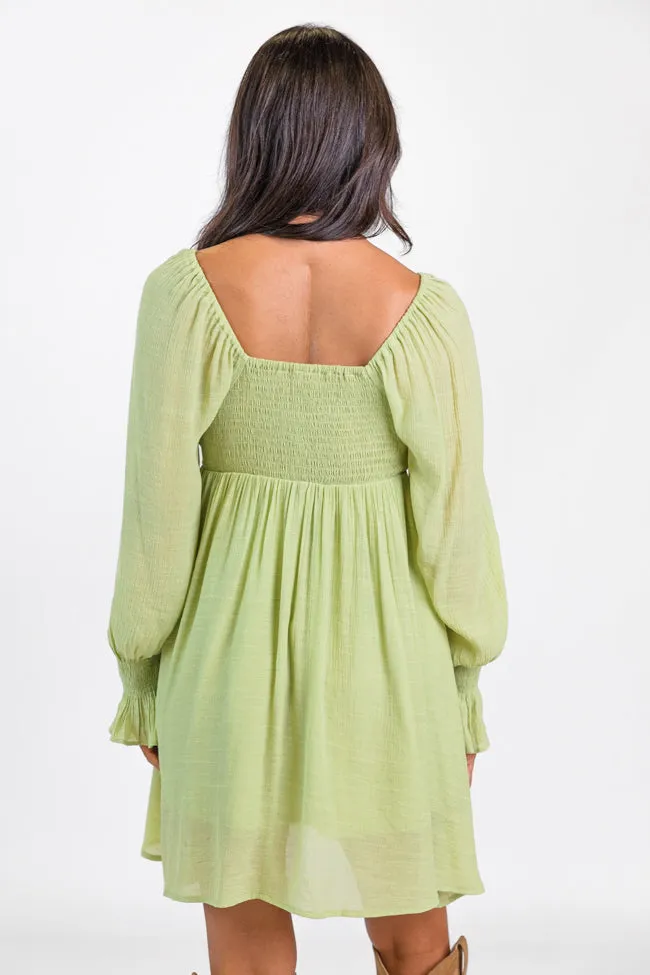 Just You Wait Green Surplice Neckline Mini Dress FINAL SALE sold by Pink Lily product image thumbnail 5