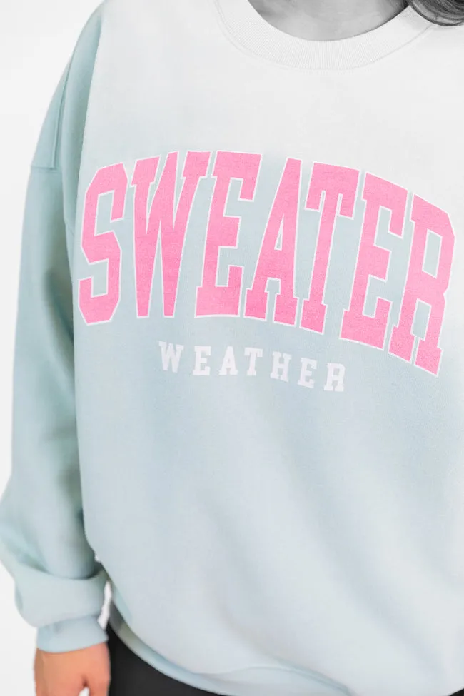 Sweater Weather Light Blue Oversized Graphic Sweatshirt DOORBUSTER sold by Pink Lily product image thumbnail 2