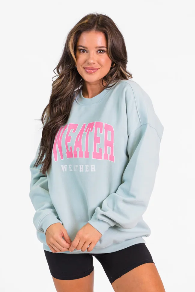 Sweater Weather Light Blue Oversized Graphic Sweatshirt DOORBUSTER sold by Pink Lily product image thumbnail 4