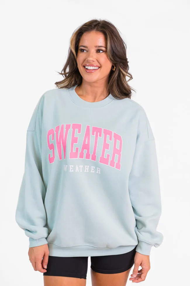 Sweater Weather Light Blue Oversized Graphic Sweatshirt DOORBUSTER sold by Pink Lily product image thumbnail 3