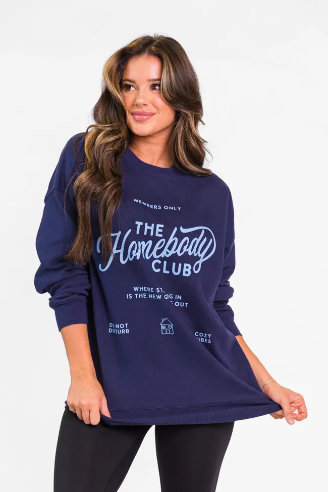 The Homebody Club Navy Graphic Sweatshirt FINAL SALE sold by Pink Lily