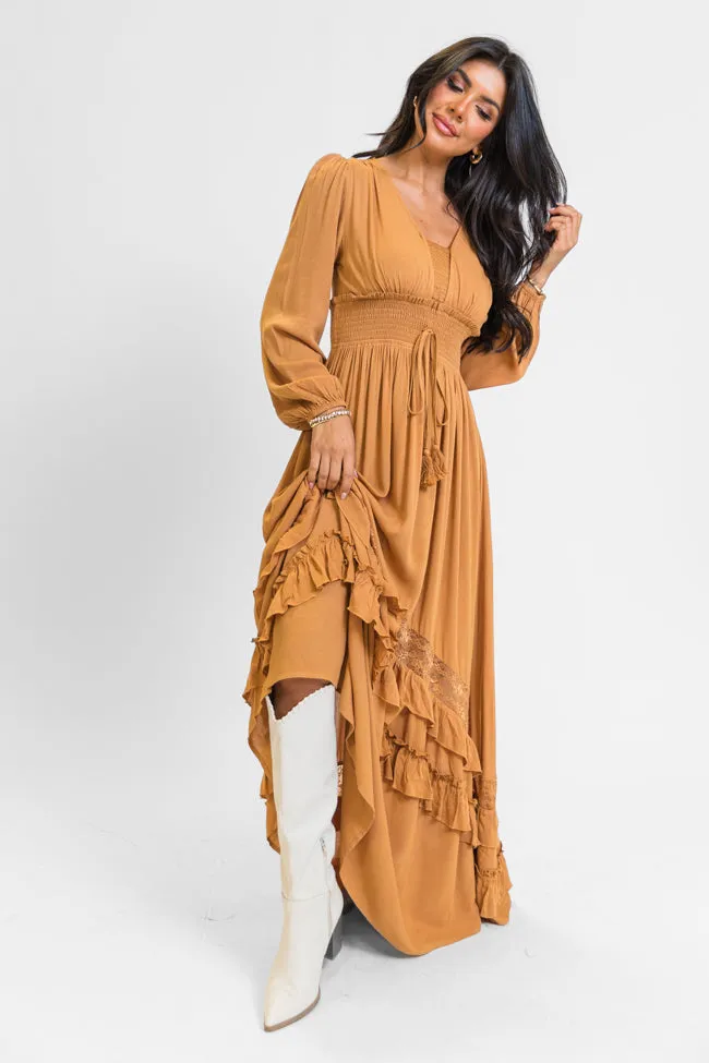 Lucky To Have You Camel Maxi Dress FINAL SALE sold by Pink Lily
