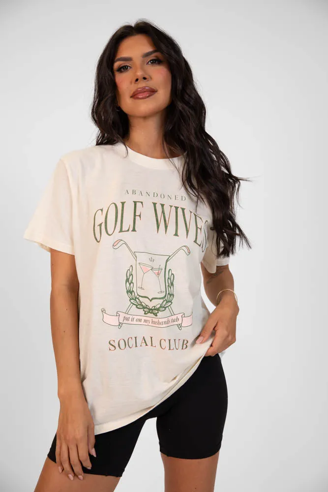 Golf Wives Cream Oversized Graphic Tee sold by Pink Lily