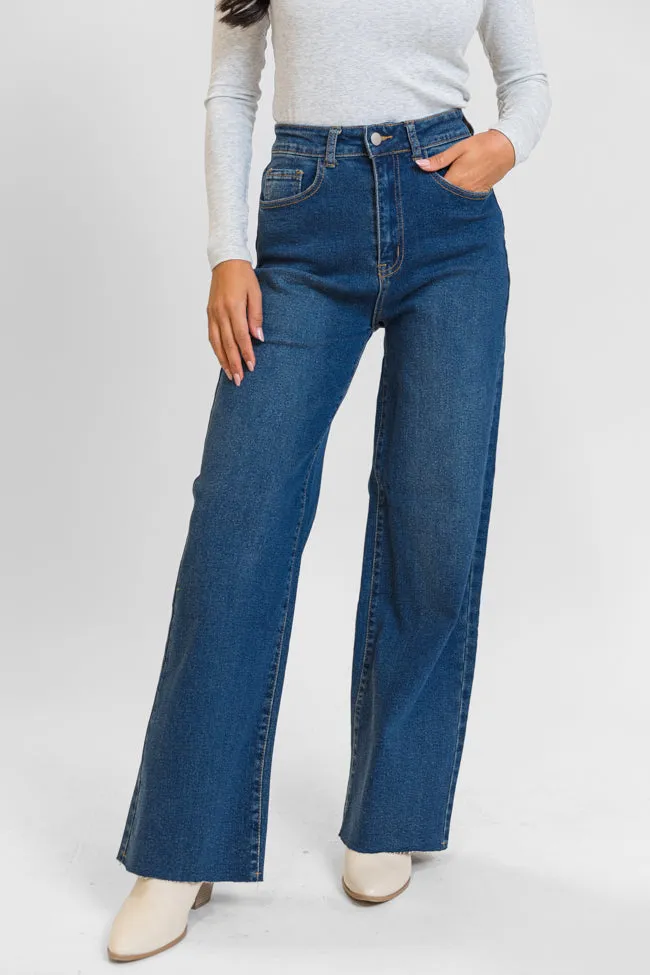 Kelsea Dark Wash Wide Leg Jeans sold by Pink Lily