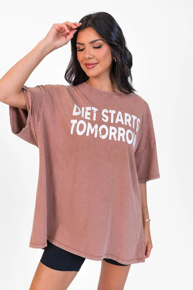 Diet Starts Tomorrow Chestnut Oversized Graphic Tee DOORBUSTER sold by Pink Lily product image thumbnail 2