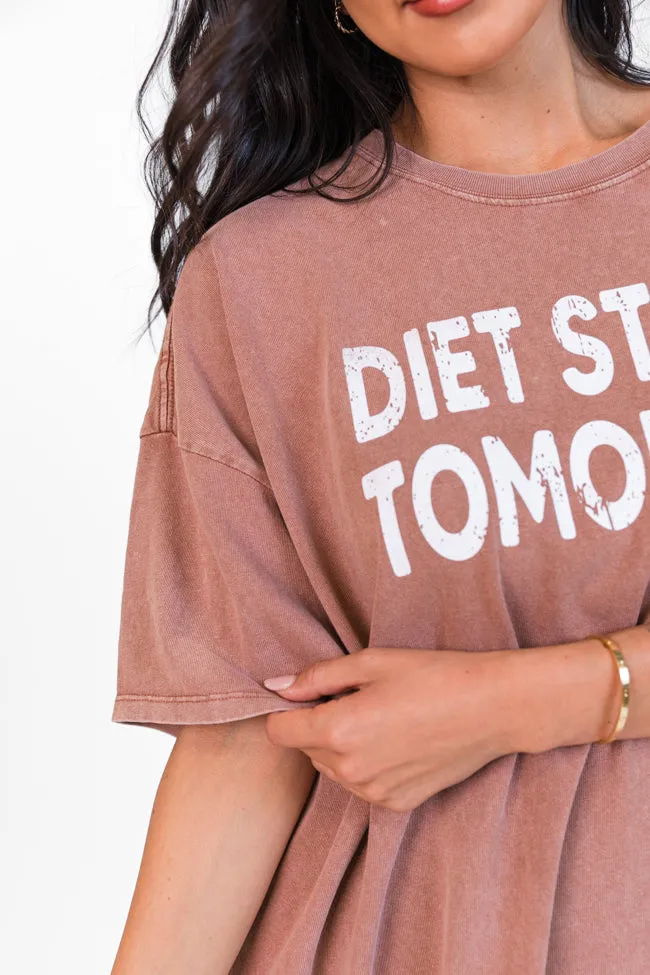 Diet Starts Tomorrow Chestnut Oversized Graphic Tee DOORBUSTER sold by Pink Lily product image thumbnail 3