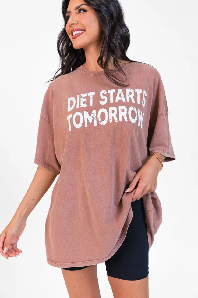 Diet Starts Tomorrow Chestnut Oversized Graphic Tee DOORBUSTER sold by Pink Lily product image thumbnail 4