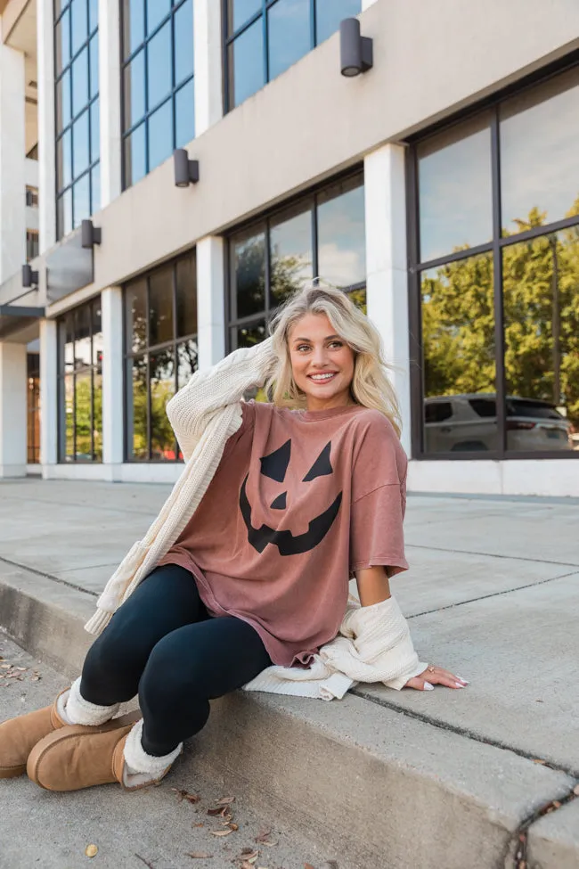 Pumpkin Face Chestnut Oversized Graphic Tee DOORBUSTER sold by Pink Lily product image thumbnail 4