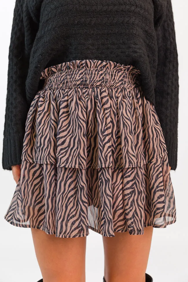 Breezy In Wild Over You Black and Tan Tiered Zebra Skort FINAL SALE sold by Pink Lily