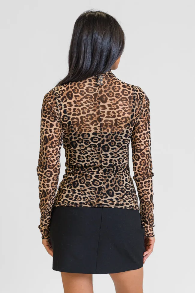 Never Stray Leopard Sheer Mock Neck Top FINAL SALE sold by Pink Lily product image thumbnail 5