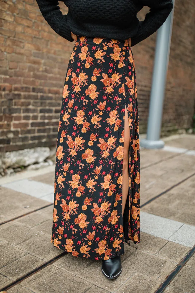 More Than Most Black Multi Side Slit Floral Maxi Skirt sold by Pink Lily product image thumbnail 2