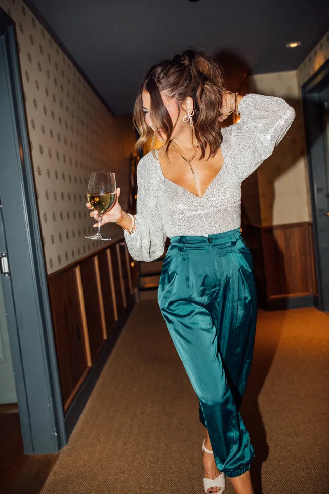 Holiday Toast Champagne Puff Sleeve Sequin Bodysuit Amber Massey X Pink Lily sold by Pink Lily product image thumbnail 3