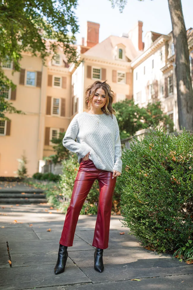 Delaware Nights Burgundy Wide Leg Faux Leather Pants Amber Massey X Pink Lily sold by Pink Lily product image thumbnail 2