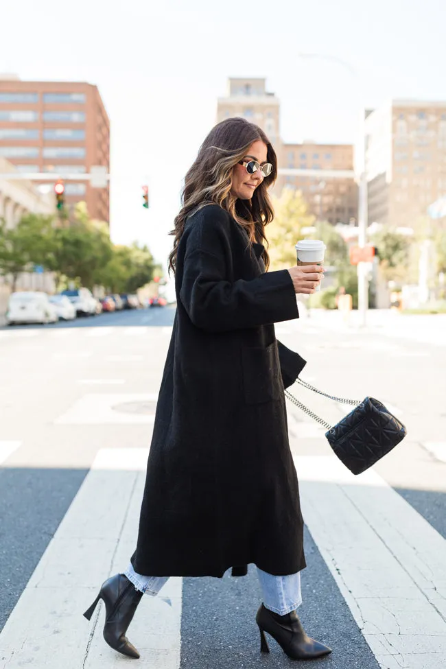 Greta Black Sweater Coat Amber Massey X Pink Lily sold by Pink Lily