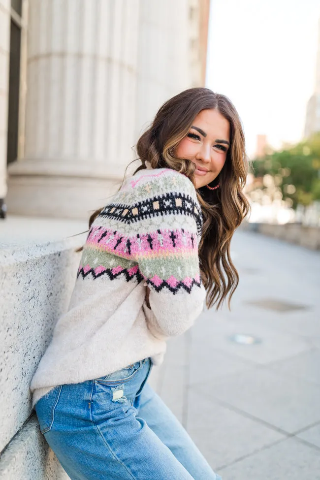 Winterthur Wonderland Beige Multi Fair Isle Sweater Amber Massey X Pink Lily sold by Pink Lily product image thumbnail 2