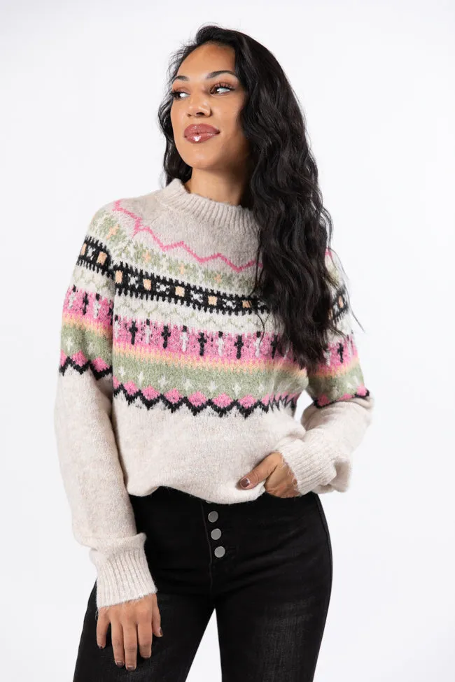 Winterthur Wonderland Beige Multi Fair Isle Sweater Amber Massey X Pink Lily sold by Pink Lily product image thumbnail 5
