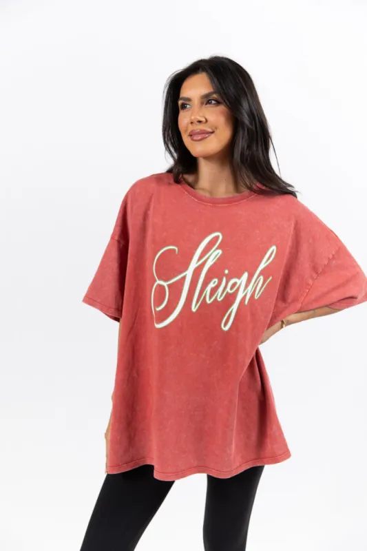 Sleigh Hyfve Red Oversized Graphic Tee sold by Pink Lily