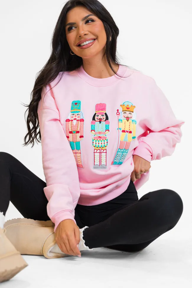 Nutcrackers Chenille Patch Light Pink Oversized Graphic Sweatshirt FINAL SALE sold by Pink Lily product image thumbnail 4