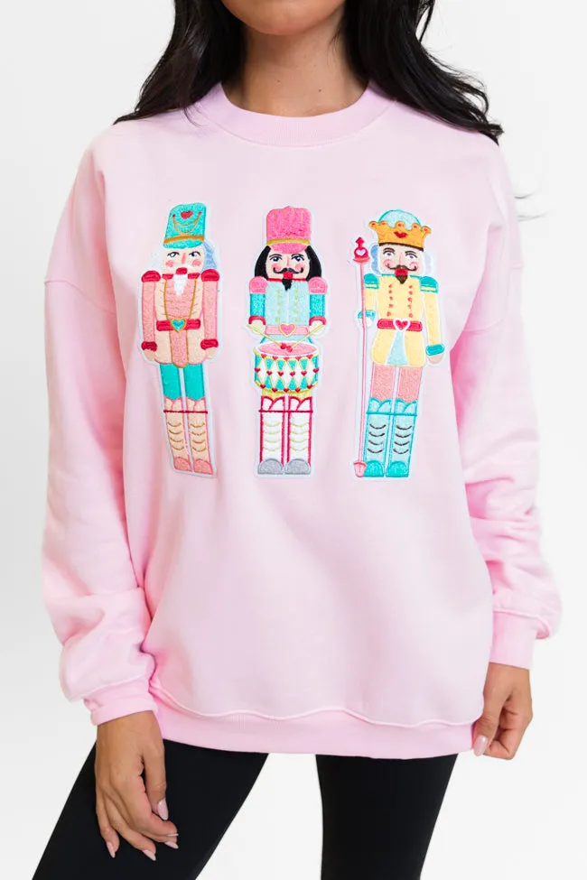 Nutcrackers Chenille Patch Light Pink Oversized Graphic Sweatshirt FINAL SALE sold by Pink Lily product image thumbnail 3