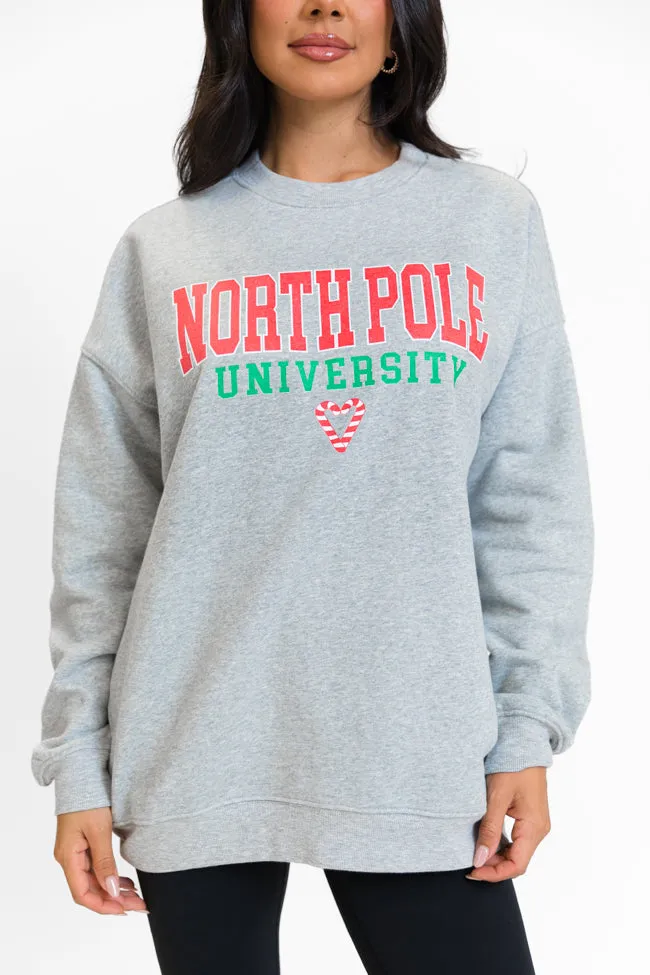 North Pole University Light Grey Oversized Graphic Sweatshirt sold by Pink Lily product image thumbnail 3