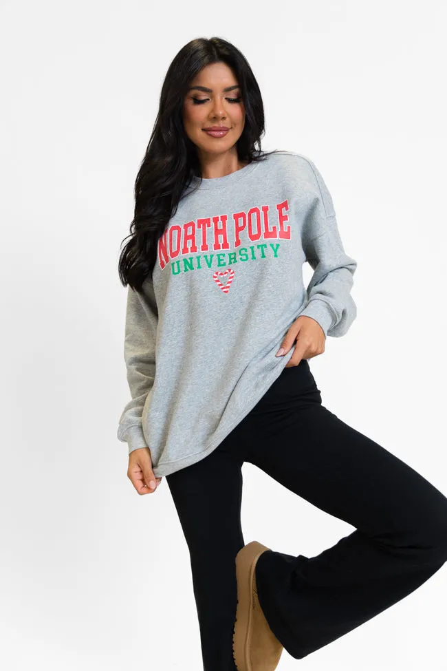 North Pole University Light Grey Oversized Graphic Sweatshirt sold by Pink Lily product image thumbnail 2