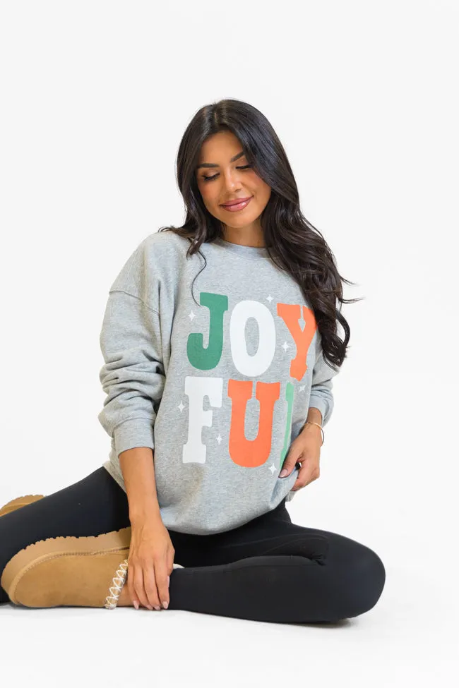 Joyful Light Grey Oversized Graphic Sweatshirt sold by Pink Lily product image thumbnail 2