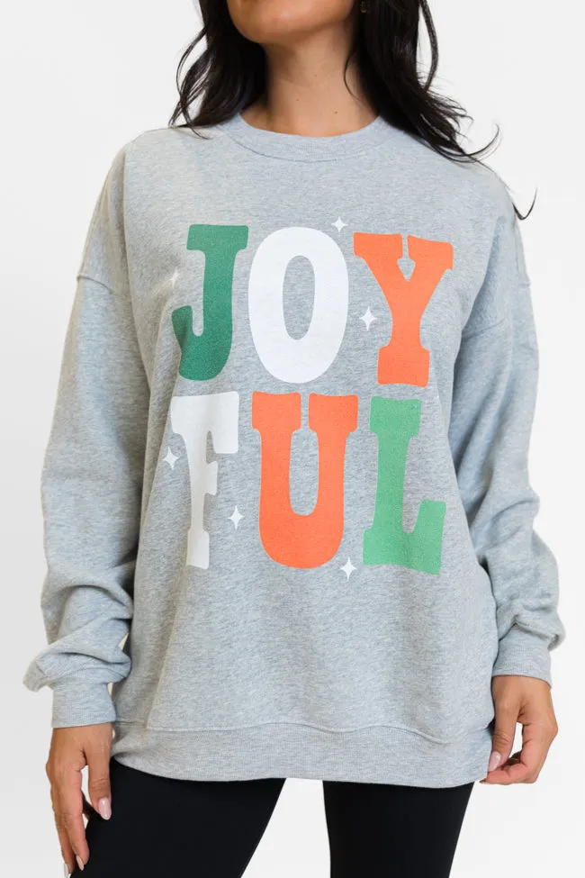 Joyful Light Grey Oversized Graphic Sweatshirt sold by Pink Lily product image thumbnail 3