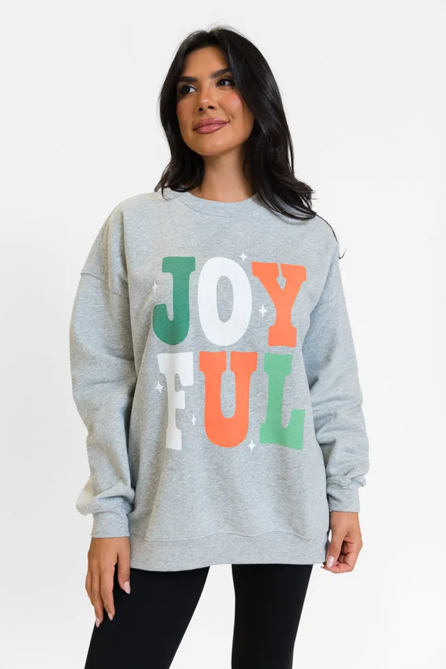 Joyful Light Grey Oversized Graphic Sweatshirt sold by Pink Lily