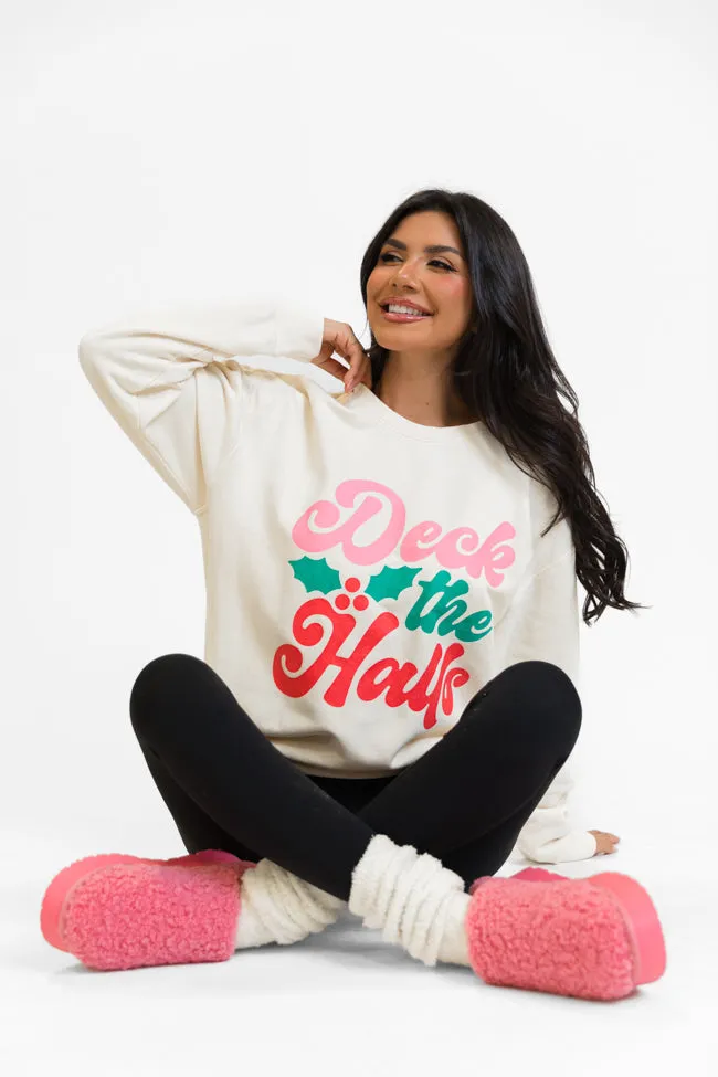 Deck The Halls Cream Graphic Sweatshirt sold by Pink Lily