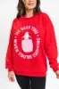 He Sees You When You're Drinking Red Oversized Graphic Sweatshirt sold by Pink Lily