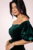 Yule Love It Off The Shoulder Green Velvet Dress  FINAL SALE sold by Pink Lily