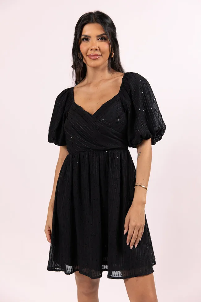 Get Figgy With It Black Textured Surplice Neckline Holiday Dress FINAL SALE sold by Pink Lily product image thumbnail 2