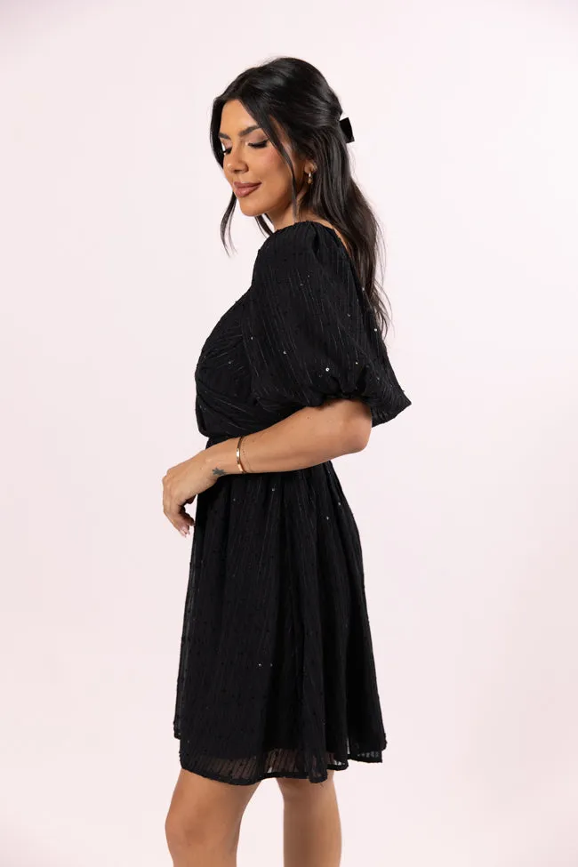 Get Figgy With It Black Textured Surplice Neckline Holiday Dress FINAL SALE sold by Pink Lily product image thumbnail 3