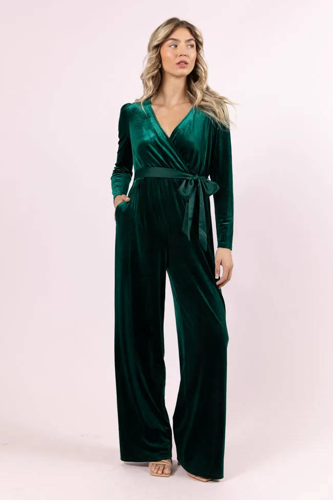 Love You Snow Much Evergreen Velvet Belted Jumpsuit FINAL SALE sold by Pink Lily product image thumbnail 4