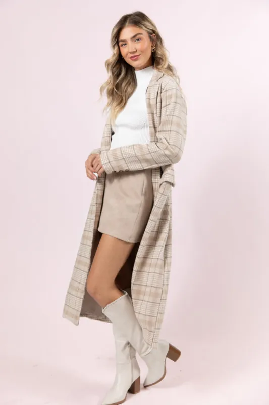 Chill Out Tan Plaid Coat FINAL SALE sold by Pink Lily