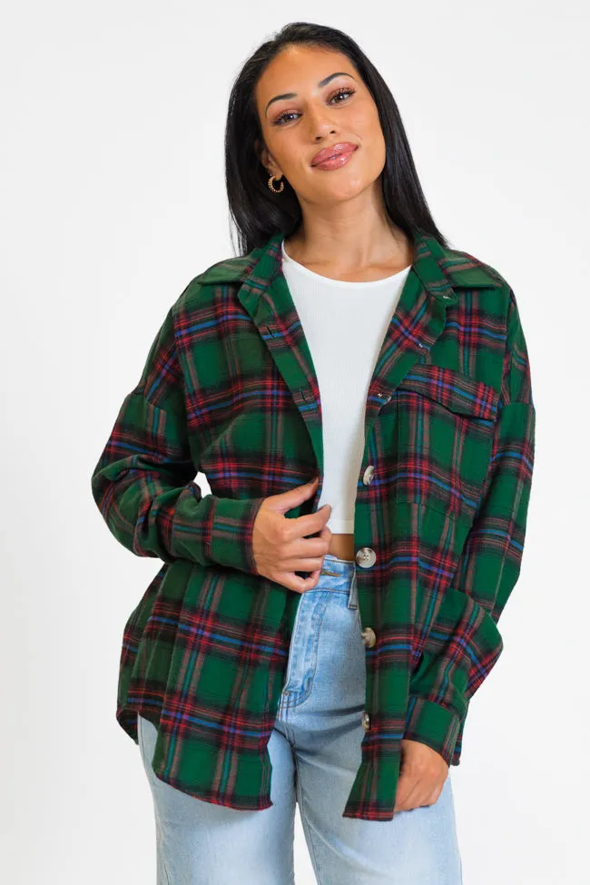 Made Me Realize Green and Red Plaid Oversized Button Front Shirt FINAL SALE sold by Pink Lily product image thumbnail 2