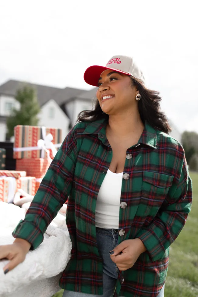 Made Me Realize Green and Red Plaid Oversized Button Front Shirt FINAL SALE sold by Pink Lily