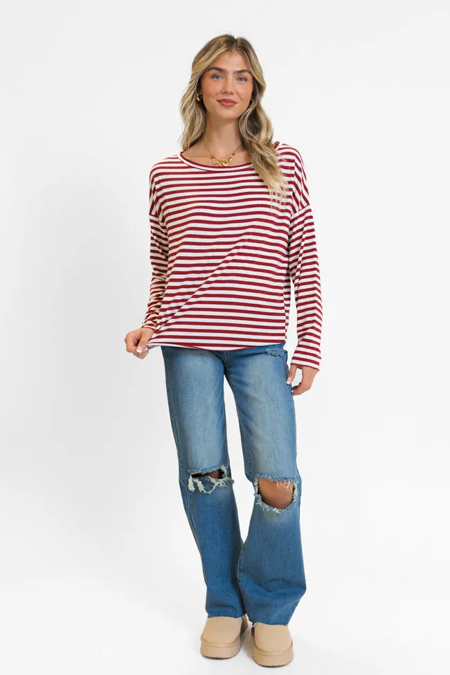 Blizzard Bliss Red Wide Neck Striped Knit Top FINAL SALE sold by Pink Lily product image thumbnail 2