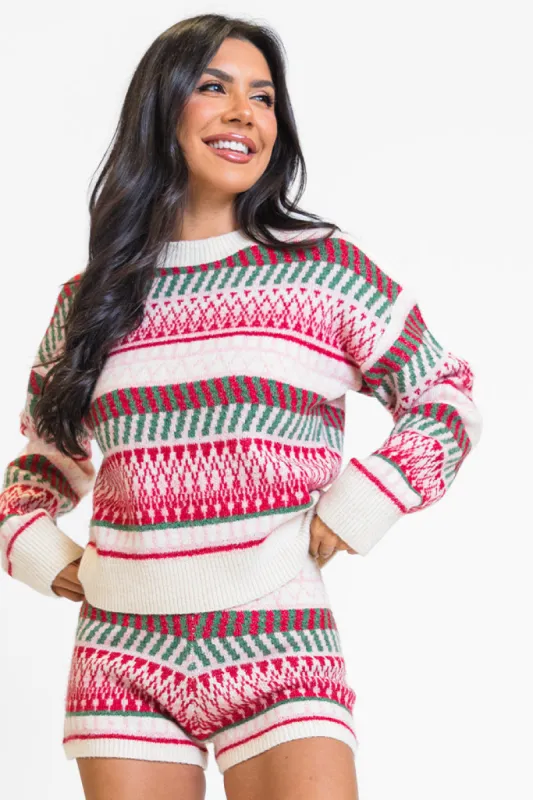 Casual Love Multi Fair Isle Knitted Sweater Set  FINAL SALE sold by Pink Lily