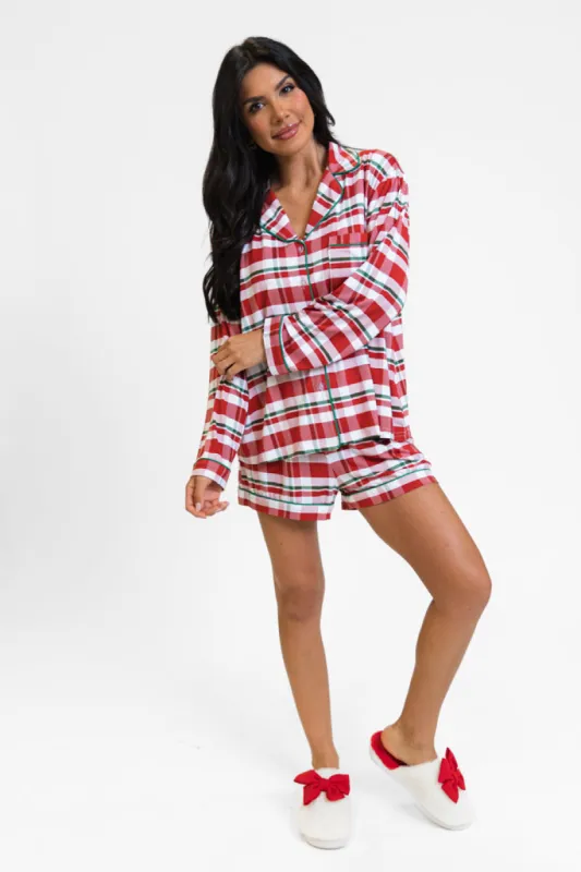 Under The Stars In Christmas Plaid Bamboo Pajama Shorts FINAL SALE sold by Pink Lily