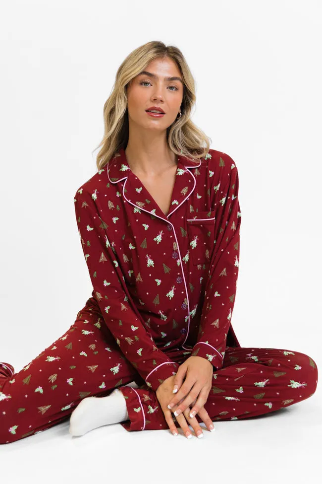 Under The Stars in Spruced Up Long Sleeve Bamboo Pajama Top FINAL SALE sold by Pink Lily