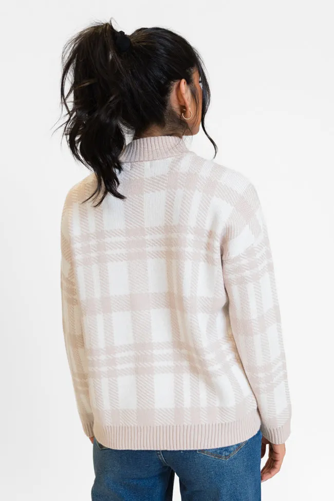 Make It Count Beige Plaid Printed Quarter Zip Pullover FINAL SALE sold by Pink Lily product image thumbnail 4