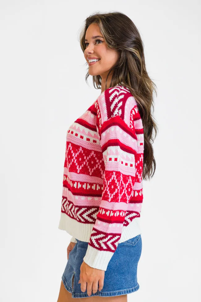 Winter Wonderland Red Multi Fair Isle Sweater FINAL SALE sold by Pink Lily product image thumbnail 4