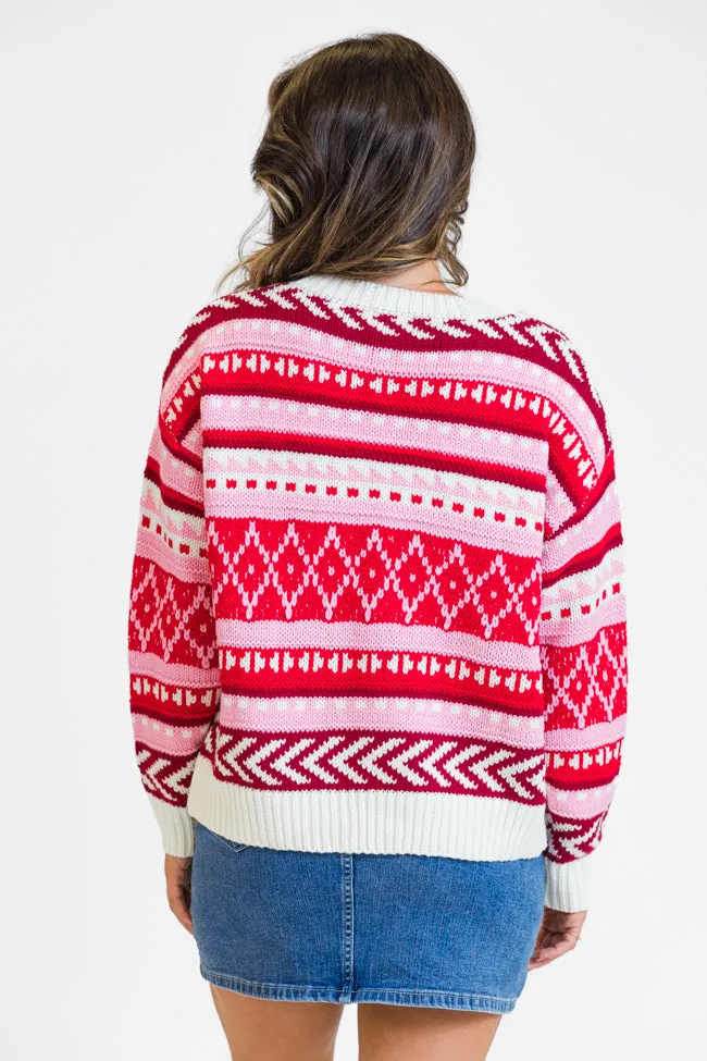 Winter Wonderland Red Multi Fair Isle Sweater FINAL SALE sold by Pink Lily product image thumbnail 5