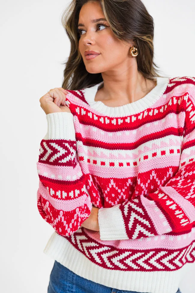 Winter Wonderland Red Multi Fair Isle Sweater FINAL SALE sold by Pink Lily product image thumbnail 3