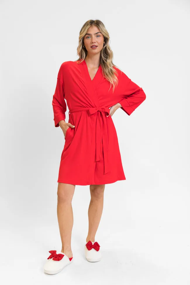 Drifting Off Red Ribbed Robe FINAL SALE sold by Pink Lily